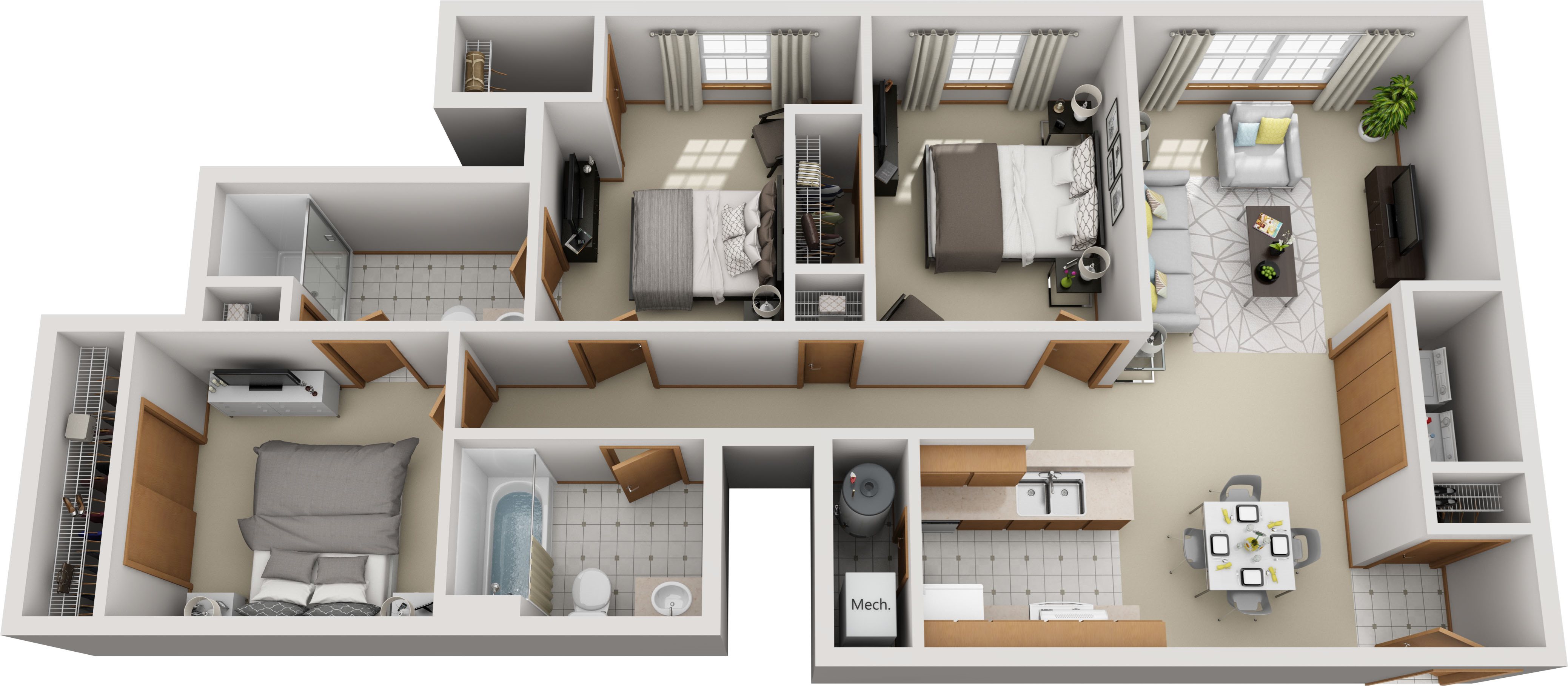 Two Bedroom Two Bathroom w/ Study Floor Plan 9